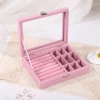 Fashionable, simple, large-capacity, portable, multi-compartment suede exquisite jewelry box, earrings, necklace and ring storage box Item Picture